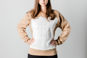 BROWN/WHITE SWEATSHIRT